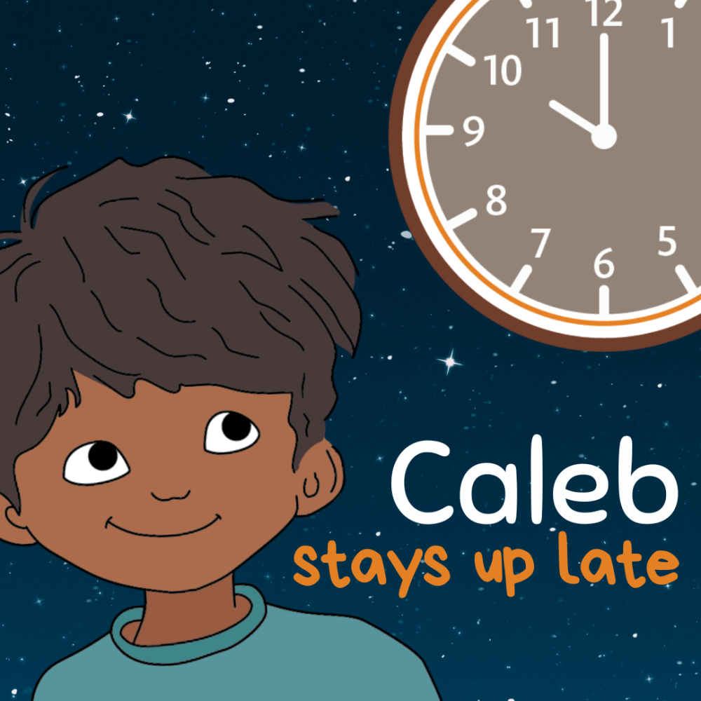 Cover image of the Caleb Stays Up Late story.