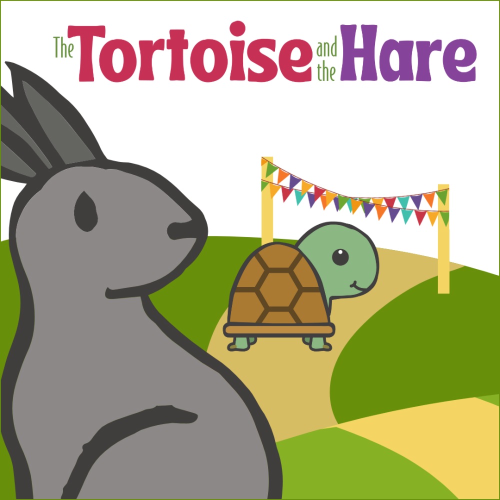 Cover image of the The Tortoise and the Hare story.