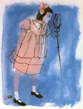 watercolor of child at microphone