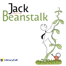 Stick figure boy climbing onto a giant beanstalk