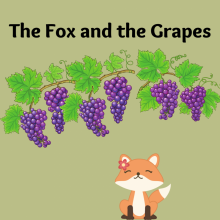 A little fox looking up at a grape vine that he can't reach.