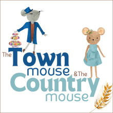 A great mouse in a suit and hat and a brown mouse in a country dress
