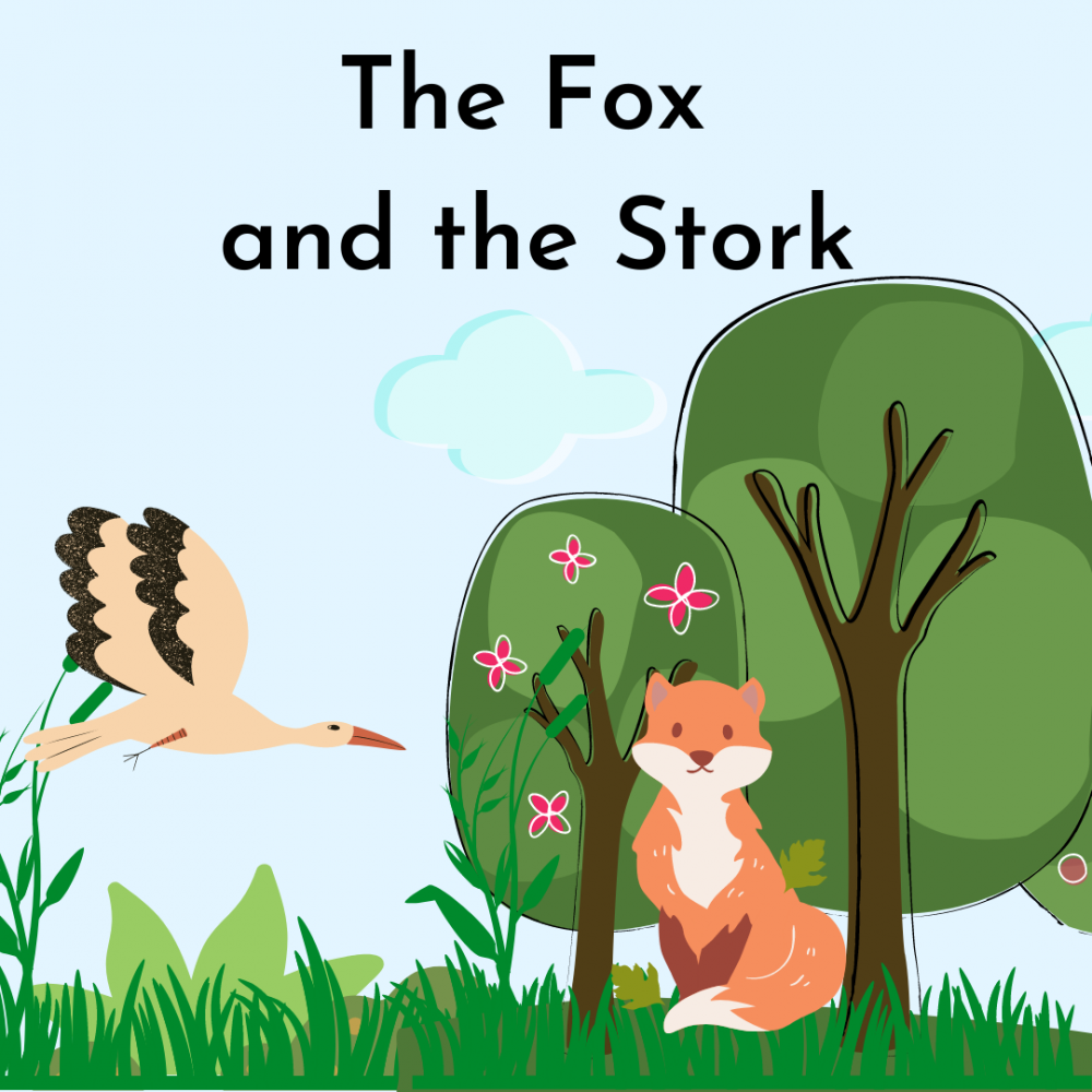 Cover image of the The Fox and the Stork story.